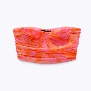 Zara Orange and Pink Tulle Corset Top